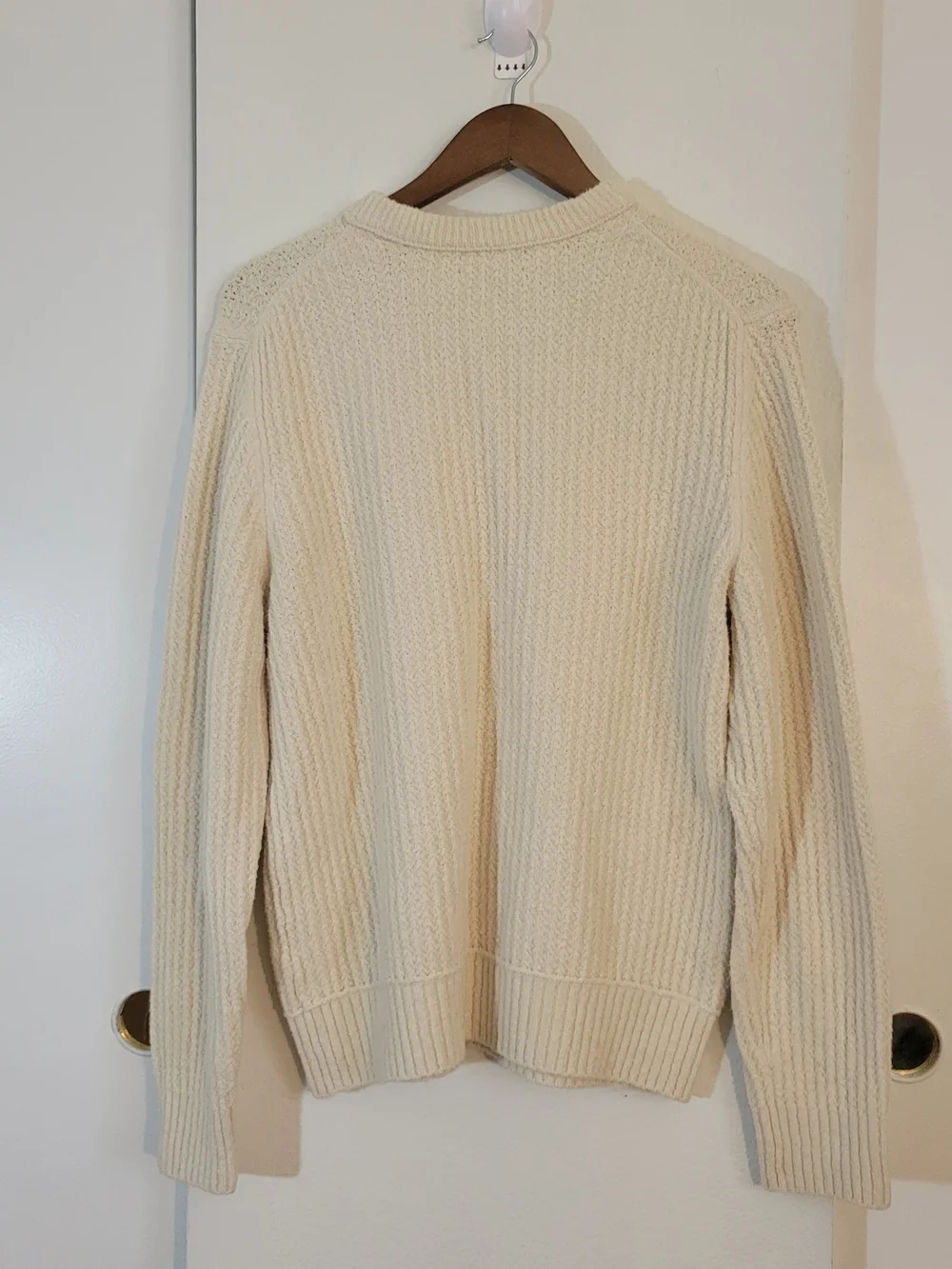 Banana Republic Cream Ribbed Knit Crewneck Sweater - Men